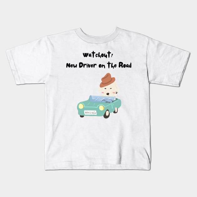 New Driver on the Road Kids T-Shirt by PatternbyNOK